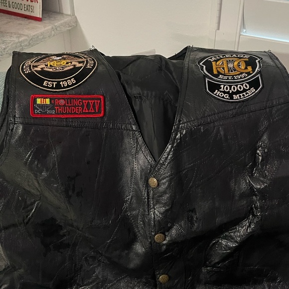 Black Vest with Embroidered Leather Patches - Picture 1 of 4